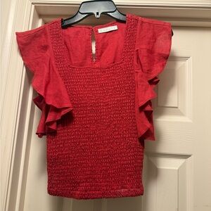 Karlie Red Ruffle Sleeve Blouse